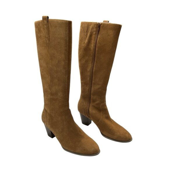 Vionic Lanie Boot Womens 11 Brown Suede Orthotic Tall Heeled Zip Up Classic - Picture 1 of 14
